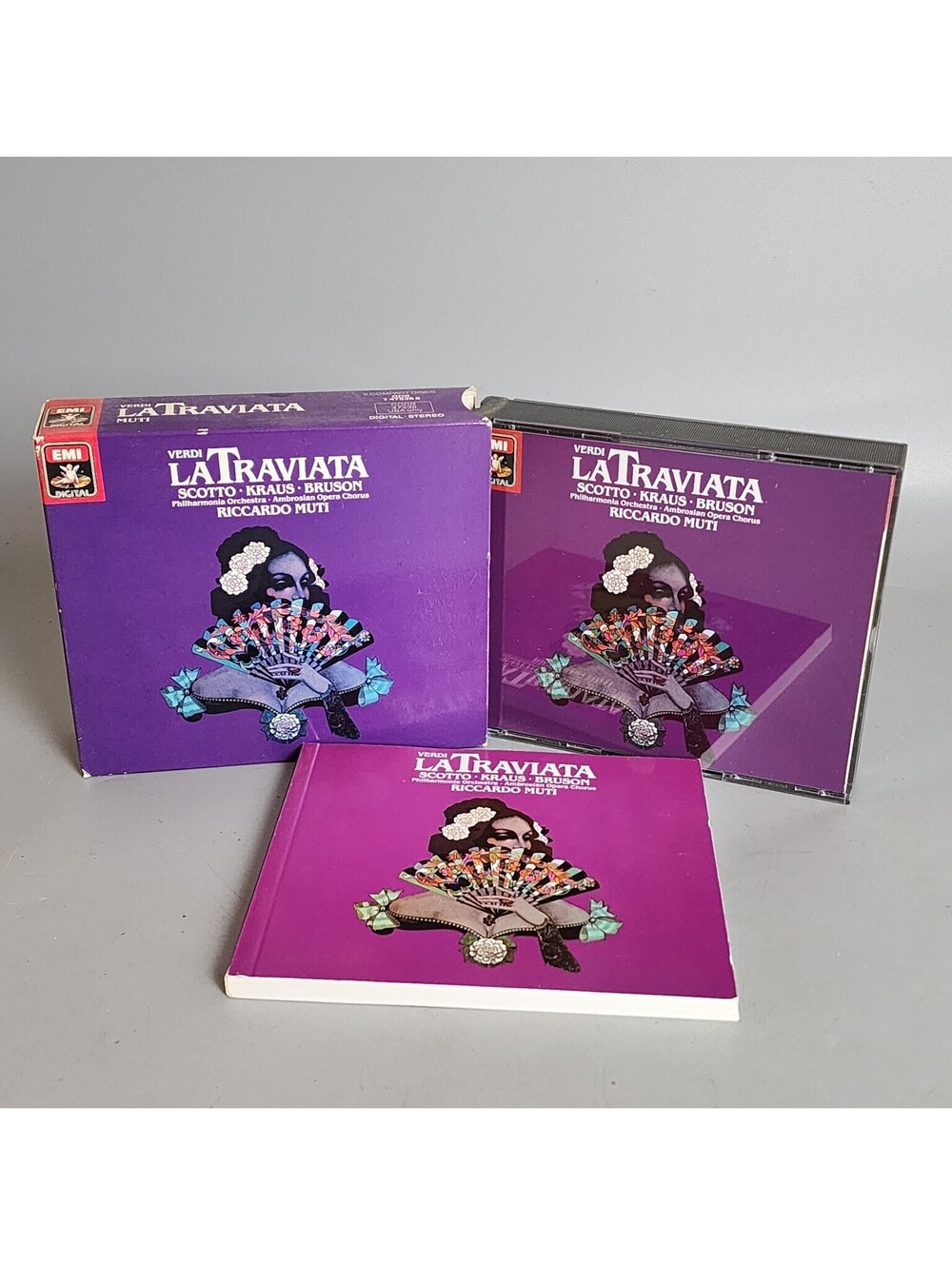 Verdi La Traviata 2xCD Set EMI Digital Scotto Kraus Bruson Muti Opera Box Set